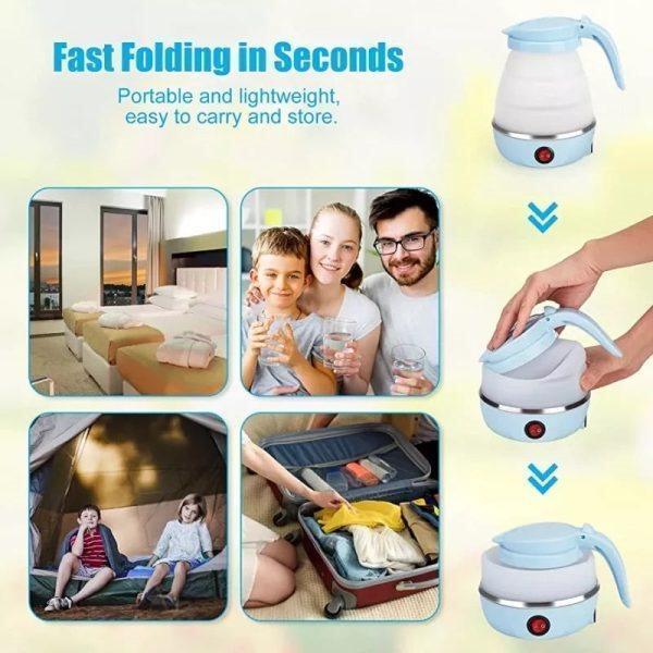 Portable Electric Kettle 600ml Collapsible Silicone Multicolor