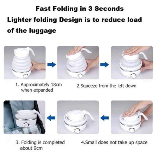 Portable Electric Kettle 600ml Collapsible Silicone Multicolor